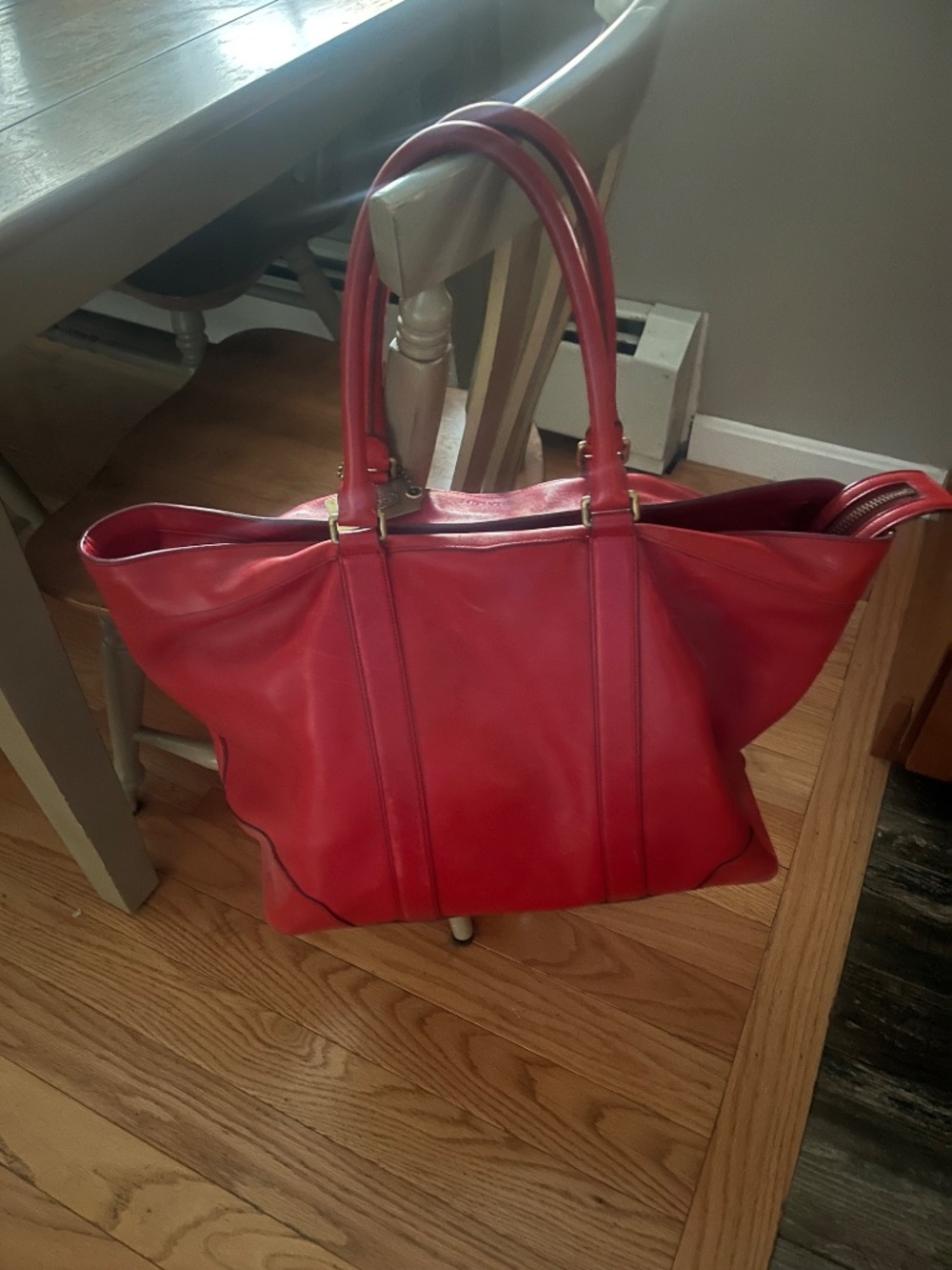 Vintage Red Leather Weekender Coach Bag - Picture 10 of 11
